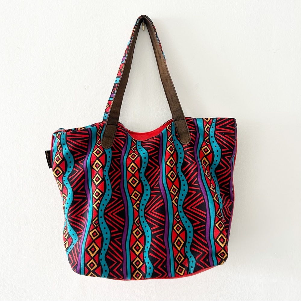 Laurel Burch Colorful Cats Artsy Canvas Shoulder Bag Tote Purse - Picture 2 of 7